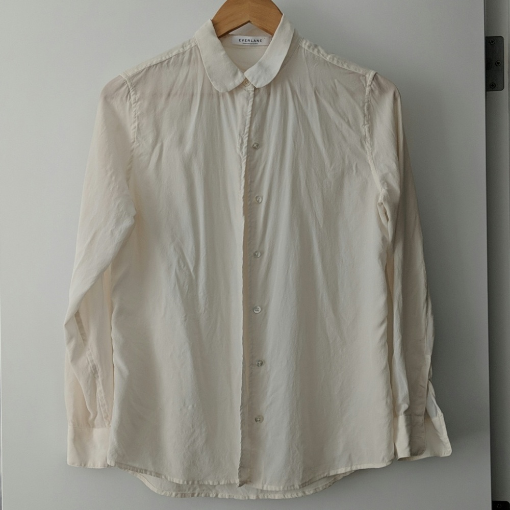 Everlane silk round collar blouse small cream